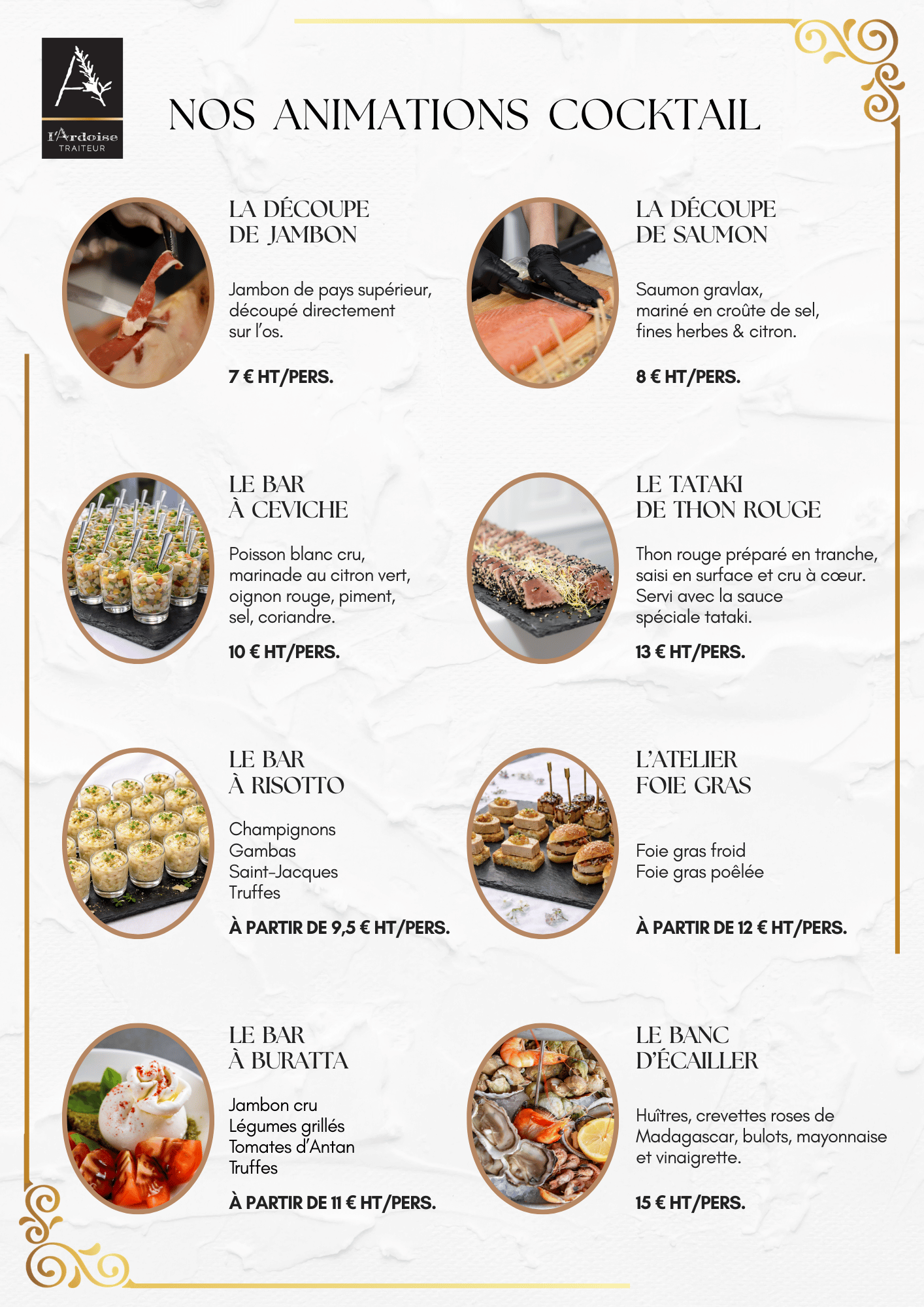 Les animations cocktails de L'Ardoise Traiteur Les animations cocktails de L'Ardoise Traiteur